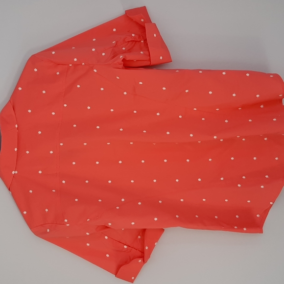 New York and company size small button up blouse, coral with white polka dots - Picture 2 of 4